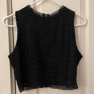 Abercrombie & Fitch Black Lace Crop Top with Zipper on the Back. Size Medium